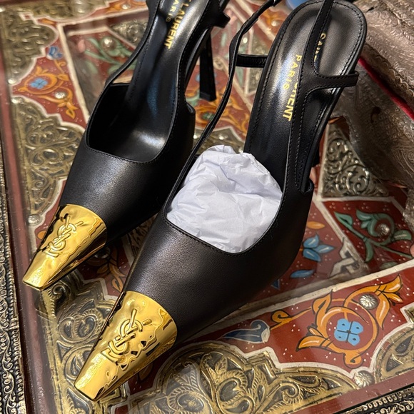 SAINT LAURENT Jeanne 110 leather slingback pumps - Picture 4 of 7